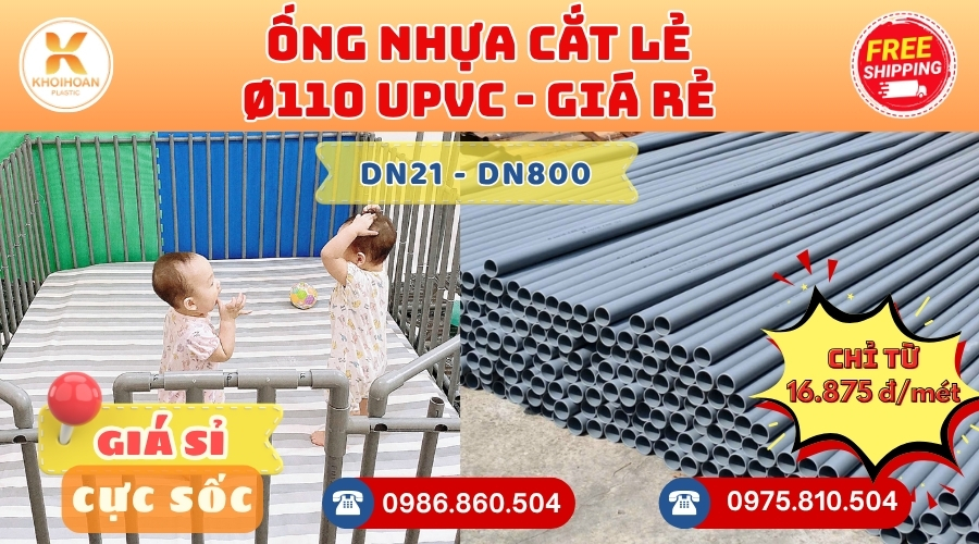 Ống Nhựa Cắt Khúc Giá Rẻ Phi 110 uPVC CHIẾT KHẤU CAO nhất thị trường CHỈ TỪ: 16.875 đ/mét Cắt Theo Yêu Cầu. Khởi Hoàn Giao Hàng Toàn Quốc Nhanh Chóng, Báo Giá Sỉ