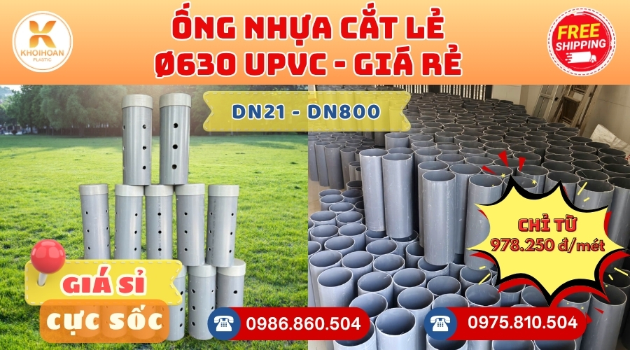 Ống Nhựa Cắt Khúc Giá Rẻ Phi 630 uPVC CHIẾT KHẤU CAO nhất thị trường CHỈ TỪ: 1.282.604 đ/mét Cắt Theo Yêu Cầu. Khởi Hoàn Giao Hàng Toàn Quốc Nhanh Chóng, Báo Giá Sỉ
