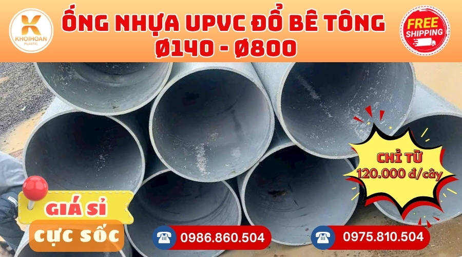 Ống nhựa uPVC đổ bê tông CHIẾT KHẤU CAO nhất thị trường CHỈ TỪ: 120.000 đ/cây liên hệ mua Giao Hàng Toàn Quốc Nhanh Chóng, giá sỉ cực tốt