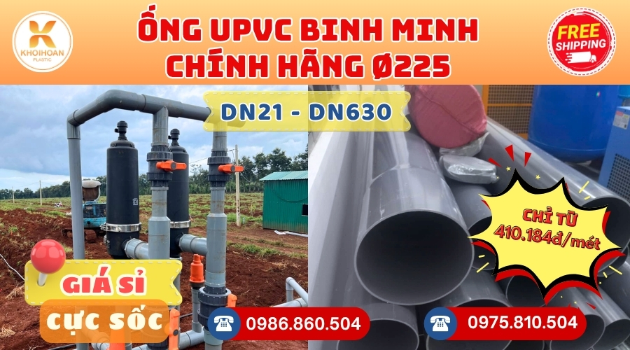 Mua Ống Nhựa uPVC Bình Minh Phi 225 Giá Rẻ CHIẾT KHẤU CAO nhất thị trường hàng chính hãng CHỈ TỪ: 410.184đ/mét Giá Sỉ, Sẵn Kho Số Lượng Lớn Liên hệ Khởi Hoàn Đặt hàng Nhanh Chóng
