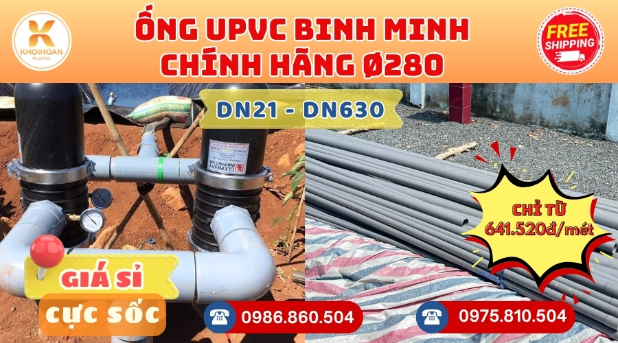 Mua Ống Bình Minh Phi 280 CHIẾT KHẤU CAO nhất thị trường hàng chính hãng CHỈ TỪ: 641.520đ/mét Giá Sỉ, Sẵn Kho Số Lượng Lớn Liên hệ Khởi Hoàn Đặt hàng Nhanh Chóng