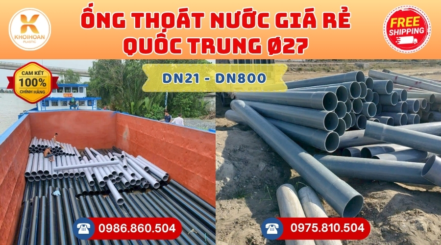 ong-nhua-D27-thoat-nuoc-duc-hoa-gia-re-4 Mua Ống Nhựa D27 Thoát Nước Đức Hoà Giá Rẻ CHIẾT KHẤU CAO nhất thị trường CHỈ TỪ: 13.500 đ/cây Giá Sỉ, Sẵn Kho Số Lượng Lớn Liên hệ Đặt hàng Nhanh Chóng