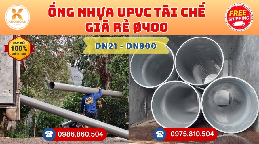 ong-nhua-tai-che-gia-re-phi-400-3 Ống Nhựa Tái Chế Giá Rẻ Phi 400 uPVC CHIẾT KHẤU CAO nhất thị trường CHỈ TỪ: 855.000 đ/cây Giá Sỉ, Sẵn Kho Số Lượng Lớn Liên hệ Đặt hàng Giao Hàng Toàn Quốc Nhanh