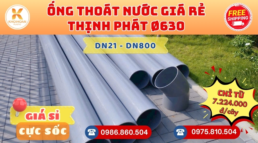 Mua Ống Thoát Nước Thịnh Phát D630 Giá Rẻ CHIẾT KHẤU CAO nhất thị trường CHỈ TỪ: 7.224.000đ/cây Giá Sỉ, Sẵn Kho Số Lượng Lớn Liên hệ Khởi Hoàn Đặt hàng Nhanh