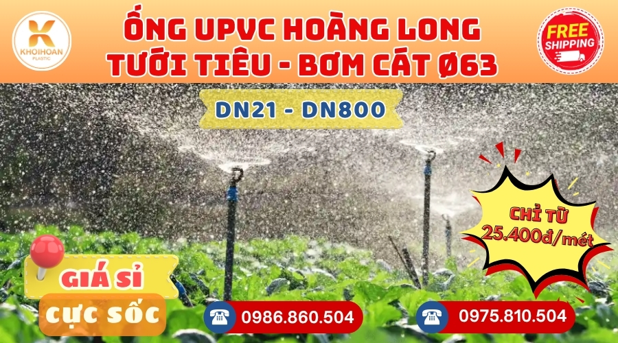 Mua Ống Tưới Tiêu Hoàng Long Phi 63 Giá Rẻ CHIẾT KHẤU CAO nhất thị trường CHỈ TỪ: 25.400đ/mét Giá Sỉ, Sẵn Kho Số Lượng Lớn Liên hệ Khởi Hoàn Đặt hàng Nhanh Chóng