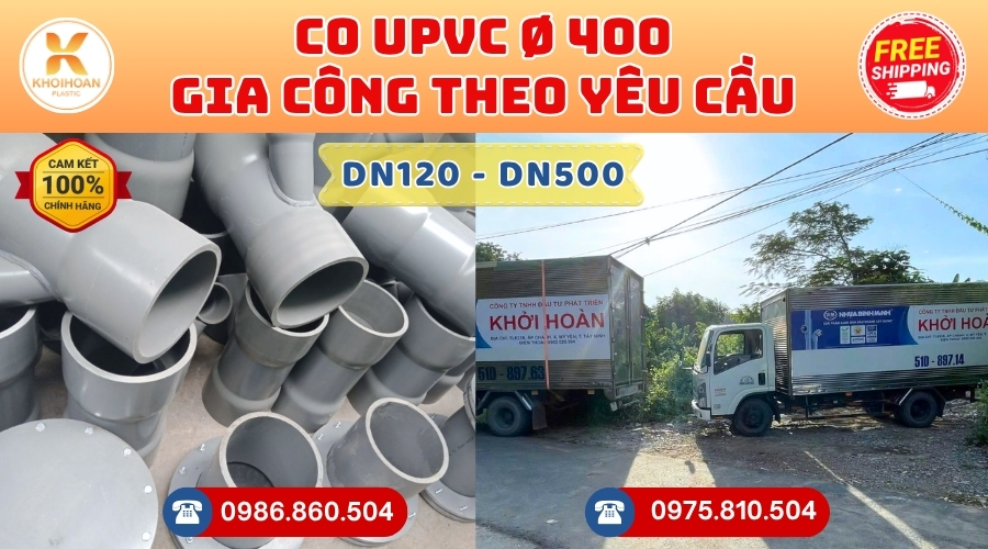 co-nhua-upvc-phi-400-theo-yeu-cau-4 Khởi Hoàn chuyên phụ kiện gia công theo yêu cầu: Co nhựa upvc phi 400 CHỈ TỪ: 2.064.000đ/cái Sẵn kho số lượng lớn, giao nhanh toàn quốc. Bao sỉ, lẻ, công trình