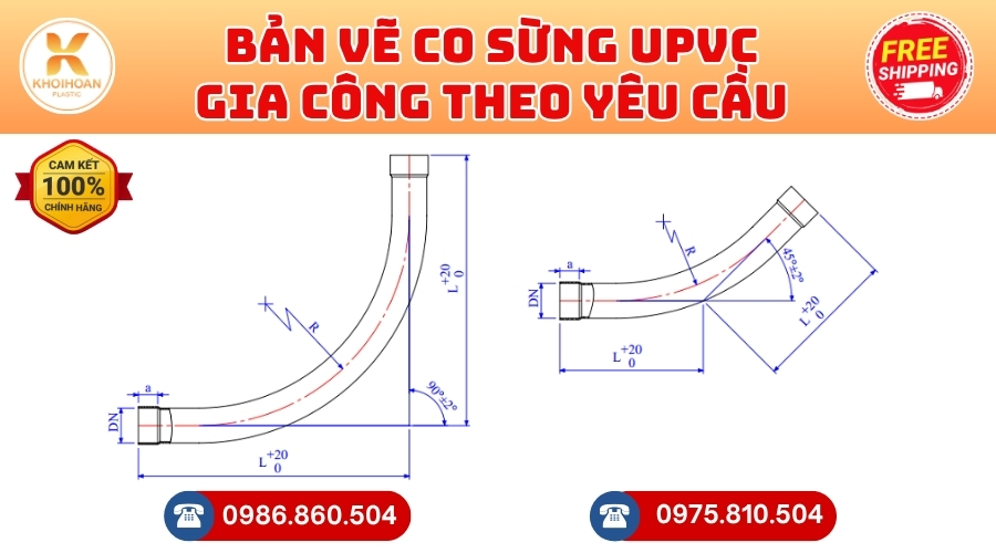 Khởi Hoàn chuyên phụ kiện gia công theo yêu cầu: Co Sừng uPVC phi 140 CHỈ TỪ: 230.400đ/cái Sẵn kho số lượng lớn, giao nhanh toàn quốc. Bao sỉ, lẻ, công trình