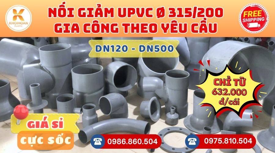 noi-giam-nhua-upvc-phi-315-200-theo-yeu-cau-3 Khởi Hoàn chuyên phụ kiện gia công theo yêu cầu: Nối Giảm uPVC phi 315/200 gia công theo yêu cầu. CHỈ TỪ: 632.000đ/cái Sẵn kho số lượng lớn, giao nhanh toàn quốc