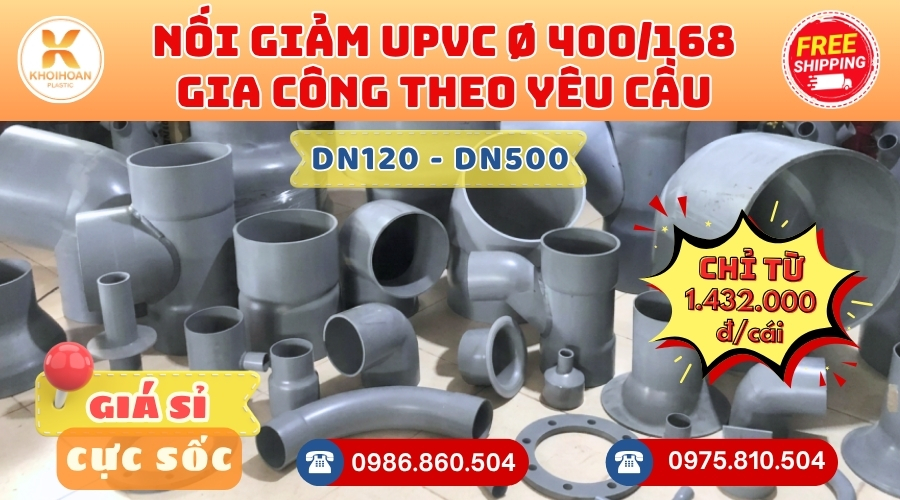 noi-giam-nhua-upvc-phi-400-168-theo-yeu-cau-3 Khởi Hoàn chuyên phụ kiện gia công theo yêu cầu: Nối Giảm uPVC phi 400/168 gia công theo yêu cầu. CHỈ TỪ: 1.432.000đ/cái Sẵn kho số lượng lớn, giao nhanh toàn quốc