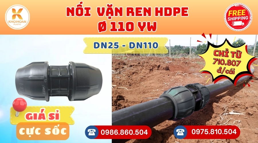 Khởi Hoàn chuyên cung cấp phụ kiện ngành nước. Nối HDPE Phi 110 YWin Đài Loan. CHỈ TỪ: 710.807đ/cái Sẵn kho số lượng lớn, giao nhanh toàn quốc