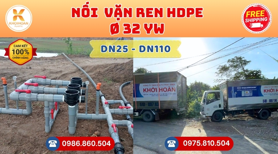 Khởi Hoàn chuyên cung cấp phụ kiện ngành nước. Nối HDPE Phi 32 YWin Đài Loan. CHỈ TỪ: 40.241đ/cái Sẵn kho số lượng lớn, giao nhanh toàn quốc