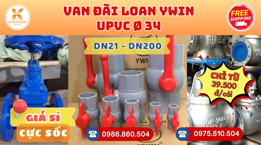 Khởi Hoàn chuyên cung cấp phụ kiện ngành nước. Van Tay Đỏ uPVC Phi 34 YWin Đài Loan. CHỈ TỪ: 39.500đ/cái Sẵn kho số lượng lớn, giao nhanh toàn quốc