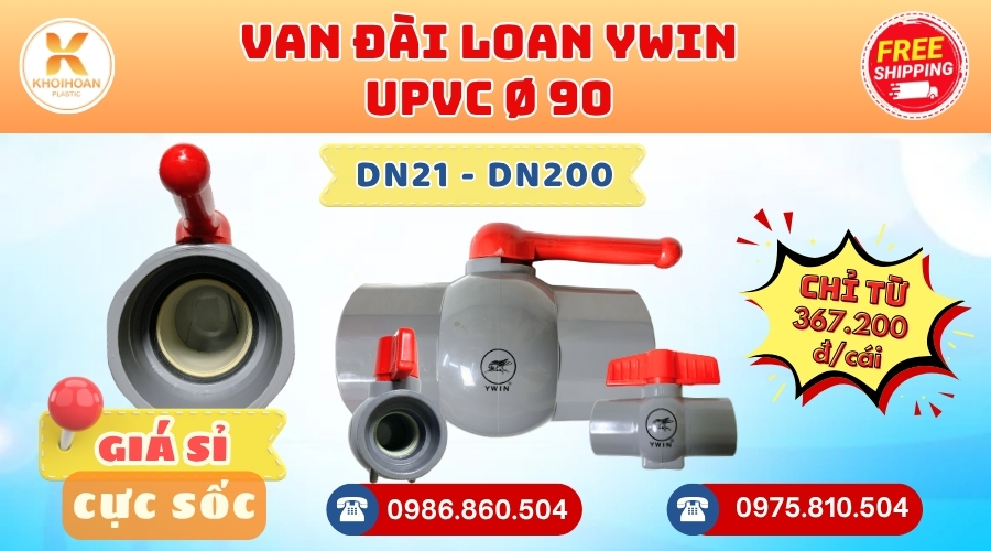 Khởi Hoàn chuyên cung cấp phụ kiện ngành nước. Van Tay Đỏ uPVC Phi 90 YWin Đài Loan. CHỈ TỪ: 367.200đ/cái Sẵn kho số lượng lớn, giao nhanh toàn quốc