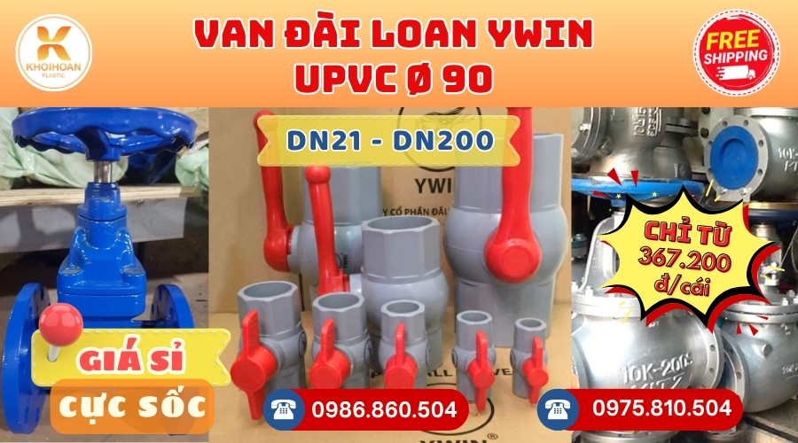 Khởi Hoàn chuyên cung cấp phụ kiện ngành nước. Van Tay Đỏ uPVC Phi 90 YWin Đài Loan. CHỈ TỪ: 367.200đ/cái Sẵn kho số lượng lớn, giao nhanh toàn quốc