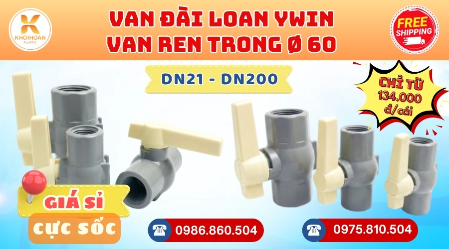 Khởi Hoàn chuyên cung cấp phụ kiện ngành nước. Van Ren Trong Tay Trắng 60 YWin Đài Loan. CHỈ TỪ: 134.000đ/cái Sẵn kho số lượng lớn, giao nhanh toàn quốc