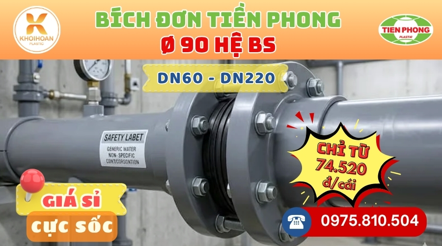 Khởi Hoàn chuyên phân phối ống nhựa, phụ kiện ngành nước Tiền Phong - Bích Đơn uPVC Phi 90 Tiền Phong CHỈ TỪ: 99.360đ/cái | Sẵn kho số lượng lớn, giao nhanh toàn quốc