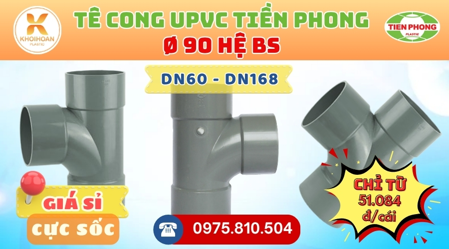 Khởi Hoàn chuyên phân phối ống nhựa, phụ kiện ngành nước Tiền Phong - Tê Cong uPVC Phi 90 Tiền Phong CHỈ TỪ: 51.084đ/cái | Sẵn kho số lượng lớn, giao nhanh toàn quốc