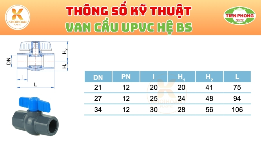 Khởi Hoàn chuyên phân phối ống nhựa, phụ kiện ngành nước Tiền Phong - Van uPVC Tiền Phong Phi 34 CHỈ TỪ: 53.676đ/cái | Sẵn kho số lượng lớn, giao nhanh toàn quốc