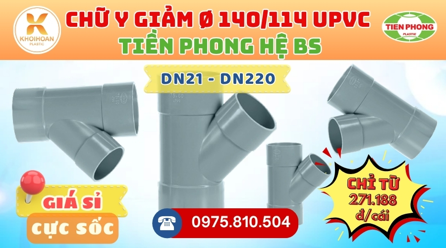 Khởi Hoàn chuyên phân phối ống nhựa, phụ kiện ngành nước Tiền Phong - Y Giảm uPVC Tiền Phong Phi 140/114 | GIÁ CHỈ TỪ: 271.188đ/cái | Sẵn kho số lượng lớn, giao nhanh toàn quốc