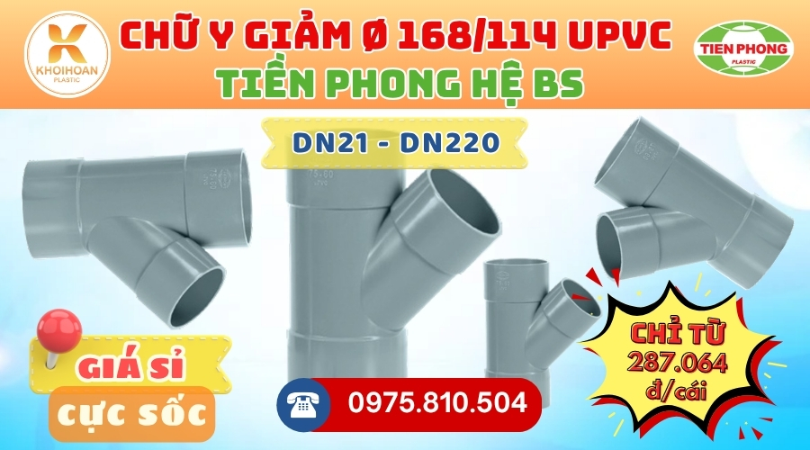 Khởi Hoàn chuyên phân phối ống nhựa, phụ kiện ngành nước Tiền Phong - Y Giảm uPVC Tiền Phong Phi 168/114 | GIÁ CHỈ TỪ: 287.064đ/cái | Sẵn kho số lượng lớn, giao nhanh toàn quốc