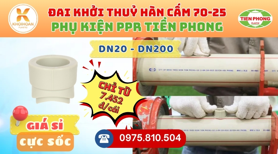 Khởi Hoàn chuyên phân phối ống nhựa, phụ kiện ngành nước Tiền Phong -Đai Khởi Thuỷ PPR Phi 75/20 Tiền Phong Giá Rẻ CHỈ TỪ: 7.452đ/cái | Sẵn kho số lượng lớn, giao nhanh toàn quốc