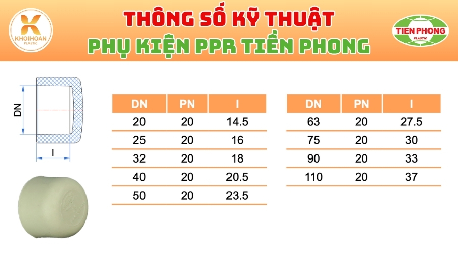 Khởi Hoàn chuyên phân phối ống nhựa, phụ kiện ngành nước Tiền Phong - Bít PPR Phi 32 Tiền Phong Giá Rẻ CHỈ TỪ: 8.316đ/cái | Sẵn kho số lượng lớn, giao nhanh toàn quốc