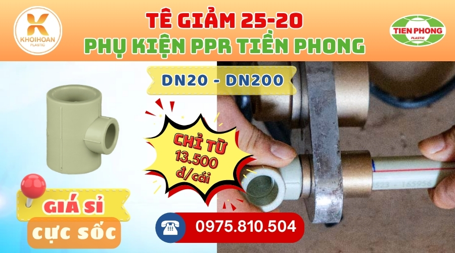 Khởi Hoàn chuyên phân phối ống nhựa, phụ kiện ngành nước Tiền Phong - Tê Giảm PPR Phi 25/20 Tiền Phong Giá Rẻ CHỈ TỪ: 13.500đ/cái | Sẵn kho số lượng lớn, giao nhanh toàn quốc